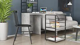 Стіл-тумба трансформер Смарт 3/1 з етажеркою Ferrum-decor 1430x1450x500 Чорний метал ДСП Бетон 16 мм (FRD-105115) - мініатюра 7