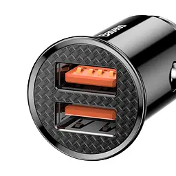 Автомобільний зарядний пристрій Baseus Circular Plastic A+A 30W Dual QC3.0 Чорний (CCALL-YD01) - мініатюра 2