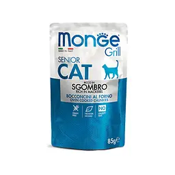 М'ясні шматочки в желе MONGE CAT GRILL Senior зі скумбрією для кішок похилого віку 85 гр
