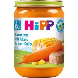 Уцінка. Органічне пюре НіРР морква з кукурудзою та органічною телятиною 190 г 