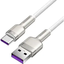 Кабель Baseus Cafule Metal Data Type-C 66W (1m) white (CAKF000102) - мініатюра 2