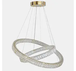Золота кришталева LED люстра з двох переплетених каблучок Artlight 8219-70+50GD - мініатюра 2