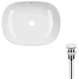 Умивальник Qtap Aquarius накладний прямокутний 465x375x115 мм White + донний клапан PU02, Білий