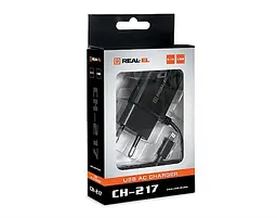 Мережевий зарядний пристрій REAL-EL CH-217 (2USB, 2.1A) Чорний + кабель Lightning - мініатюра 7
