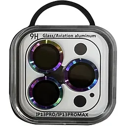 Захисне скло на камеру Epik Metal Classic Rainbow для Apple iPhone 13 Pro / 13 Pro Max в упаковці бузкове райдужне - мініатюра 2