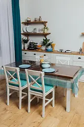 Скатертина силіконова з бірюзовою стразовою стрічкою 160х140 см - мініатюра 2