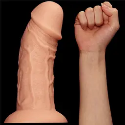 Реалістичний фалоімітатор на присосці LoveToy Realistic 24 см тілесний - мініатюра 3