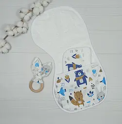 Набір для гігієни немовляти BeBidas + слинявчик a.l.babybox Лісові мешканці на галявині - мініатюра 2