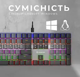 Клавіатура ігрова механічна GamePro GPMK-145R USB Outemu Red Swich Low Profile Dark Gray - мініатюра 4