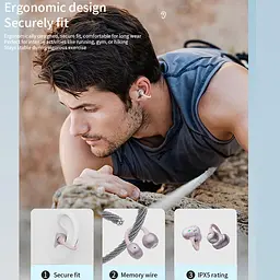 Кісткові бездротові навушники-кліпси Langsdom M35 з спрямованим Hi-Fi звуком, Bluetooth 5.4 Рожевий - мініатюра 6