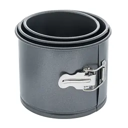 Набір з 3 форм зі знімним дном для випікання тортів і пасок з антипригарним тефлоновим покриттям Ø12/14.5/17 см, Kitchen Master Чорний 86182