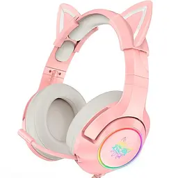 Навушники Onikuma Gaming CAT with LED K9 рожеві штекер 3.5 мм - мініатюра 3