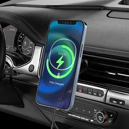 Автотримач Hoco CA90 магнітний з бездротовою зарядкою 15W чорний - мініатюра 4