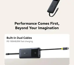 Перехідник - мультиадаптер - хаб Baseus OS Dual Fast Charging 6-in-1 (B0007090) - мініатюра 6