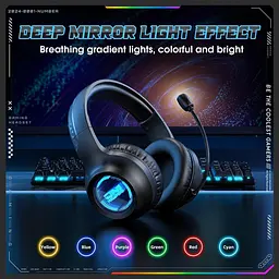 Навушники Onikuma ігрові бездротові Bluetooth GT-815 Pro з мікрофоном активним шумоподавленням та RGB підсвіткою Чорний - мініатюра 4