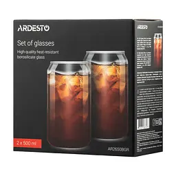 Набір склянок ARDESTO Jar 500 мл 2 шт. прозорі (AR2650BGR) - мініатюра 3