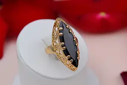 Кільце Xuping Jewelry Маркіз з чорним каменем р 19 золотисте