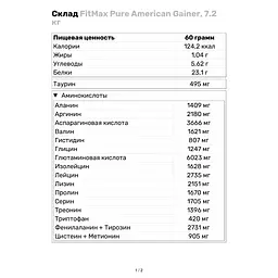 Гейнер FitMax Pure American Gainer Полуниця 7.2 кг - мініатюра 3