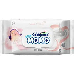 Вологі серветки для дітей Ultra Compact Momo Goat Milk з клапаном 60 шт.
