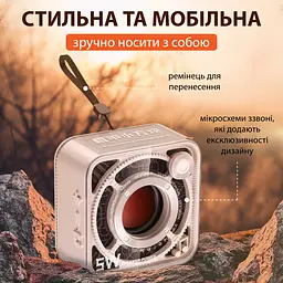 Портативна міні-колонка Smart X DW12BE 5W BT/TF/USB/AUX 5 Вт, бежева - мініатюра 4
