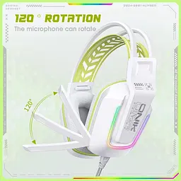 Навушники Onikuma ігрові з мікрофоном X-13 Pro White для ПК ноутбука PS4 PS5 з RGB підсвіткою та шумоподавленням Білий - мініатюра 4