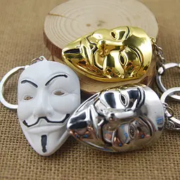 Брелок Маска Гая Фокса Значить Вендетта V for Vendetta.126 Сірий - мініатюра 2