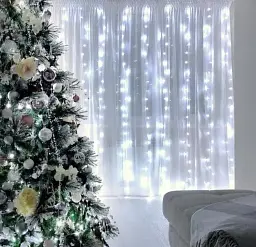 Гірлянда "Водоспад" 2х2 м Гірлянда колір ламп білий 240 LED гірлянда для декорації приміщень RD-081 - мініатюра 2