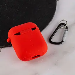Силіконовий футляр з мікрофіброю для навушників Airpods 1/2 Червоний / Red - мініатюра 3