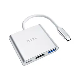 Концентратор HOCO USB-C to USB3.0+HDMI+PD HB14 Silver (6931474725790) - мініатюра 3