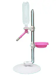 Pet drinker, feeder ніпельна поїлка для собак на стійці (рожевий/синій)