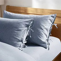 Комплект постільної білизни Lovely Svi варена бавовна (120 г/м2) Євро в клітинку Синій - мініатюра 3