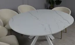 Стіл Prestol Асті розкладний 1100/1400х1100х750 білий глянець білі ноги - мініатюра 9