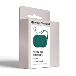 Силіконовий чохол для навушників Apple AirPods Pro 2 2022, Silicone Case with straps, зелений, захисний чохол з ремінцем, ультратонкий і легкий, повний захист, з підвіскою, м"який силікон, ArmorStandart (ARM68612) - мініатюра 3
