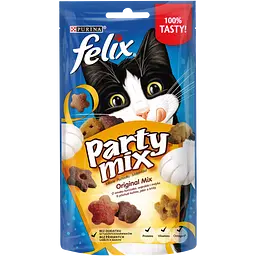 Лакомство для кошек Purina Felix Party Mix Ориджинал Микс со вкусом курицы, печени и индейки, 60 г