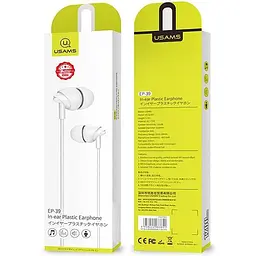 Провідні навушники Usams In-ear Plastic EP-39, 3.5mm, 1.2m, white - мініатюра 5
