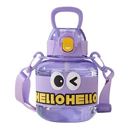 Дитяча пляшка для води HELLO-HELLO 680 мл з ремінцем, фіолетовий Yiwu HP-14-46V