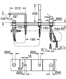 Змішувач для ванни на 4 отвори Grohe Lineare 19577001 Хром - мініатюра 2