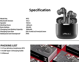 Навушники бездротові iMiLab imiki MT-2 Bluetooth Black - мініатюра 11