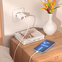 Блок зарядний набір Hoco Easy charge C93A Lightning cable 3USB білий - мініатюра 6