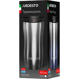 Термокружка Ardesto Metallic 450 мл, нержавіюча сталь, синій - мініатюра 4