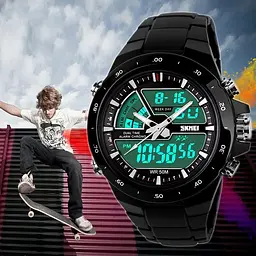 Чоловічий годинник Skmei 1016 Shark Black З червоною облямівкою - мініатюра 5