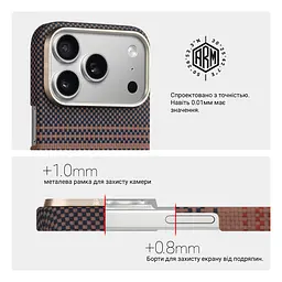 Защитный чехол для Apple iPhone 17 Pro, BlackIcon Kevlar MagCase, кевларовый, разноцветный, панель, накладка с поддержкой MagSafe, противоударный, защита всего корпуса, усиленные углы, совместим с беспроводной зарядкой, ArmorStandart (ARM90154) - мініатюра 6