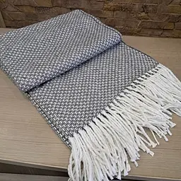 Плед Vladi бавовняний Валенсія Boucle 21678 140х200 см білий-димчастий - мініатюра 2