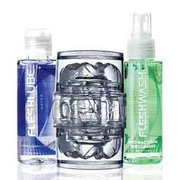 Мастурбатор Fleshlight Quickshot Vantage Value Pack: змазка і засіб для чищення - мініатюра 1