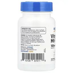 Вітамін К2 Nutricost у формі МК-7, 100 мкг 30 гелевих капсул - мініатюра 3
