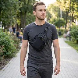 Слінг сумка для подорожей із якісного текстилю Vintage 22866 чорна - мініатюра 2