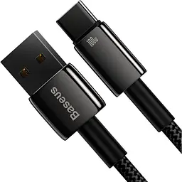 Кабель Baseus Tungsten Gold USB-A to USB-C 2m Black (CAWJ000101) [106123] - мініатюра 2