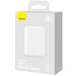 Портативний ЗП Power Bank Baseus Magnetic Mini 20W c БЗП 10000 mAh (PPCX070001) White - мініатюра 4