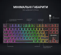 Клавіатура ігрова механічна GamePro MK-80R USB Red switch (Linear) RGB Black - мініатюра 6
