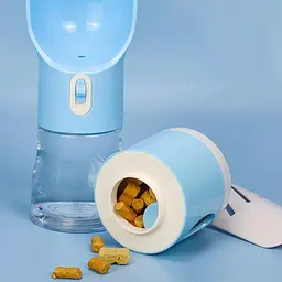 Пляшка-поїлка для тварин Semi Pets Feeder 255 мл + 200 мл 2 відділення, Blue з пакетами та лопаткою - мініатюра 5